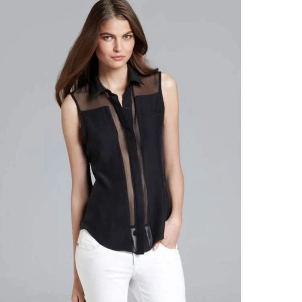Parker Carson 100% Silk Black Sleeveless